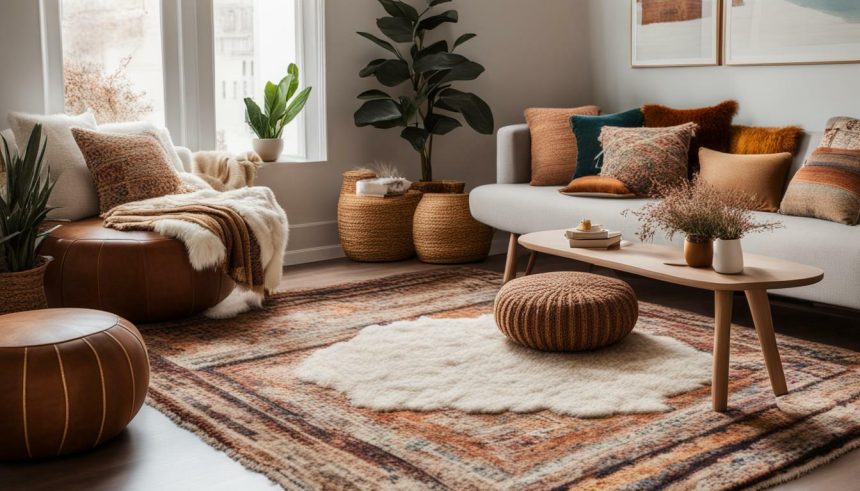 how to layer rugs boho style